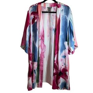 Catherine's Kimono Duster in Pink Floral, Women's 2X / 22-24W